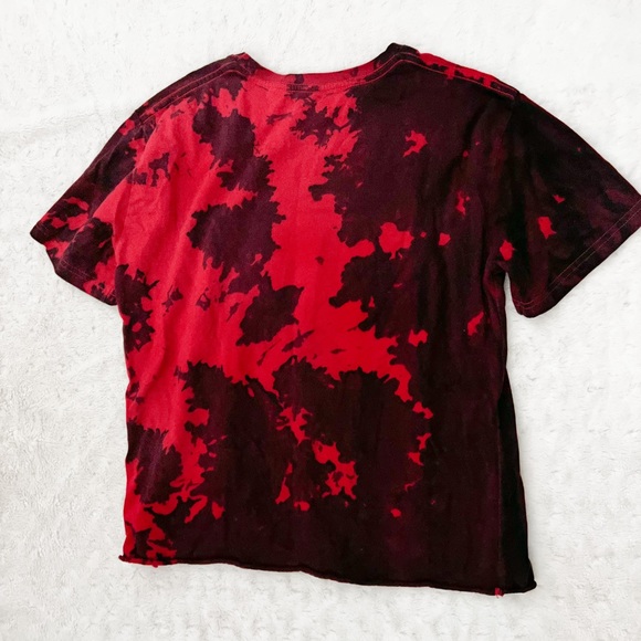 THE ROLLING STONES red tie dye graphic cropped tee shirt - Picture 2 of 8